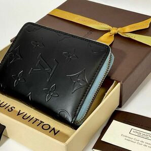 【美品】ルイヴィトン ヴェルニ エルドリッジ 二つ折り財布 モノグラム マットブラック ブルー ヴィトン 0063 LOUISVUITTONの画像2