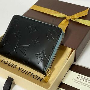 【美品】ルイヴィトン ヴェルニ エルドリッジ 二つ折り財布 モノグラム マットブラック ブルー ヴィトン 0063 LOUISVUITTONの画像1