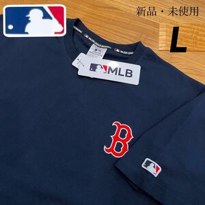 【L】MLB公式 ボストン・レッドソックス　綿100% ロゴ刺繍　半袖Tシャツ●メンズ　吉田正尚