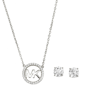 マイケルコース ネックレス ピアスセット MICHAEL KORS MKC1260AN040 MKロゴ パヴェ サークル シルバー クリア レディース アクセサリー