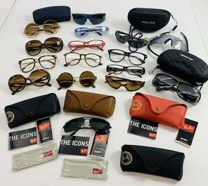 (25755)v[1 jpy start ] sunglasses glasses no lenses fashionable eyeglasses case 23 point set summarize RayBan Police Oacley other junk 