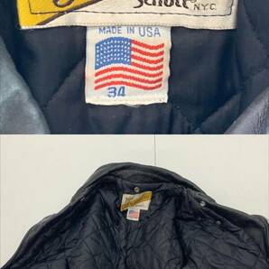 (25757)▽【1円～】ショット SCHOTT ダブルライダース ブラック イダースジャケット メンズ 34 アメリカ製 レザージャケット 本革 中古品の画像3