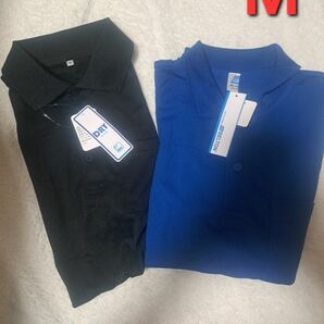 【新品】メンズ半袖ポロシャツ2枚、黒、青、Mサイズ、クール、ドライ