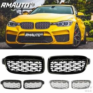 Rmauto-フロントバンパーグリル レーシンググリル ダイヤモンド治療 mスタイル bmw 3シリーズ f30 f31 320i 325i 328i 330i 2012-2018