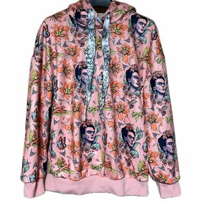 フリーダカーロ Frida Kahlo 花柄 パーカー 総柄 スウェット ピンク 完売 SHEIN