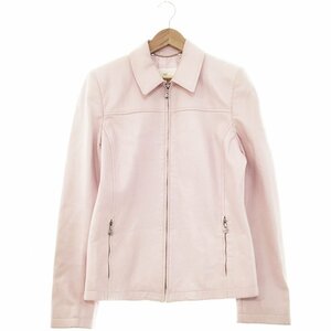 *ESCADA Escada длинный рукав Ram napa кожа одиночный байкерская куртка размер 34 женский розовый внутренний стандартный товар 2BB/91224