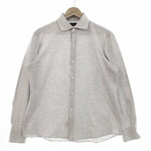●美品 メーカーズシャツ鎌倉 MAKER'S SHIRT KAMAKURA Activeニットシャツ サイズXL メンズ グレー×ホワイト YKKP11-02 1AB/91403