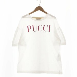 ★Emilio Pucci エミリオプッチ 半袖　ラメプリントTシャツ レディース サイズS　ホワイト トップス カットソー 76992 1BA/41933