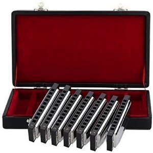 高品質 Swan Harmonica セット 7個 ブルースハープ ハーモニカ オルガン セット10穴 ボックス付き 音楽 教育 プレゼント 子供DJ1349