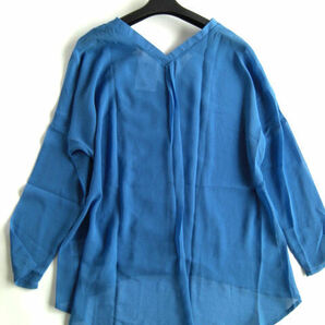 新品 ROSE BUD（ローズバッド）オーバーサイズシフォン長袖シャツ 青 F 送料185円 シアーシャツの画像6