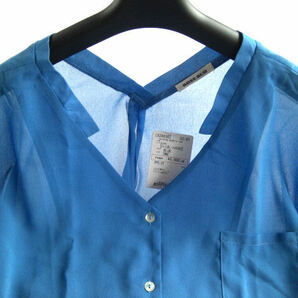 新品 ROSE BUD（ローズバッド）オーバーサイズシフォン長袖シャツ 青 F 送料185円 シアーシャツの画像5