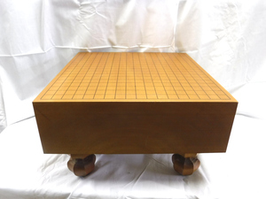 中古 木製 碁盤 木製 木造 囲碁 将棋 碁笥 碁石 脚つき 厚み約16ｃｍ 発送140サイズ