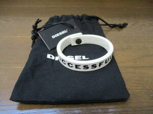 *DIESEL/ diesel * unused Logo print leather bracele cow leather original leather man and woman use white 