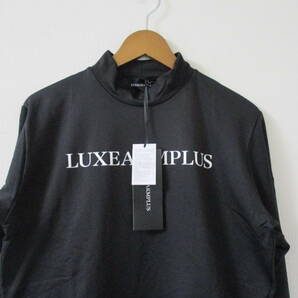 ☆LUXE AKM PLUS/リュクスエイケイエムプラス☆未使用 フロントロゴモックネック長袖Tシャツ サイズ：L ブラック ゴルフ トレーニング ジムの画像2