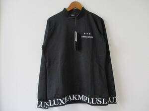 ☆LUXE AKM PLUS/リュクスエイケイエムプラス☆未使用 裾ロゴモックネック長袖Tシャツ サイズ：L ブラック ゴルフ トレーニング ジム 