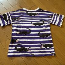 mini rodini ミニロディーニ紫ボーダーワニ柄半袖Tシャツ_画像3