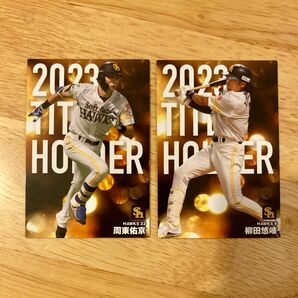 ソフトバンク　柳田悠岐　周東佑京　カルビー　プロ野球チップス　2024年　タイトルホルダーカード