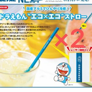 国産アルミでひんやり冷感 ドラえもん“エコ×エコ”ストロー 2個セット