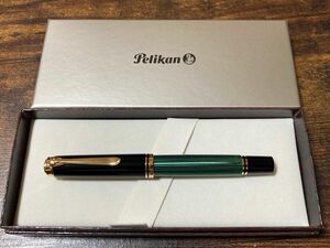 ペリカン　スーベレーン　M800 緑縞　M字　中字　18k-750