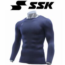 新品未使用 SSK アンダーシャツ XOサイズ ネイビー 紺色 長袖 丸首 高校野球対応 エスエスケー コンプレッション トレーニングXXLサイズ_画像1