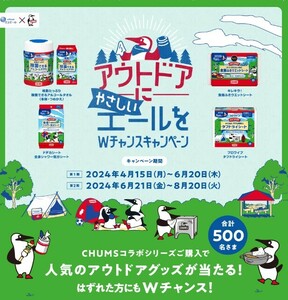 懸賞 応募 エリエール チャムス キャンペーン ホットサンドイッチクッカー キャンパーディッシュ ボトルカバー 当たる レシート