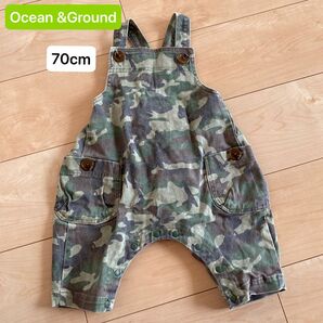 【Ocean &Ground】70センチ　迷彩サロペット　オーバーオール　子ども服　