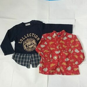 90cm 95cm 使用少なめ 長袖Tシャツ＋長袖シャツ 2枚セット 