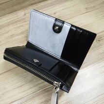 QQ60 CK カルバンクライン 定価14300円 新品 黒 大理石柄 二つ折りミニ財布 小銭入れ カードケース 牛革 カード6枚収納 832632_画像6