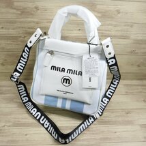 YY754 ミラ・ミラン mila milan 定価14850円 新品 2WAY ミニトートバッグ ミニショルダーバッグ 260503 ユニセックス ミーチョ ブルー_画像4