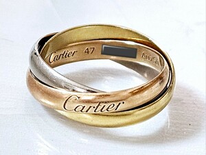 １円スタート！Cartier カルティエ トリニティリング size47 スリーカラー PG/WG/YG K18 750 ギャラティー付属品有り☆