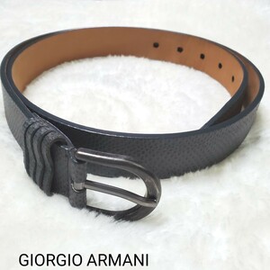 【中古】GIORGIO ARMANI ジョルジオアルマーニ　メンズレザーベルト　グレー系　（41）