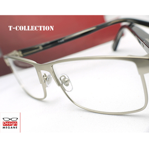 即決 眼鏡一式☆度入レンズ込★designメガネ★ T-collection Eyewear Silver 快適バネ内蔵 (近視、乱視、老眼、伊達 全て対応)