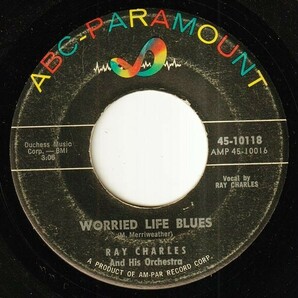 Ray Charles And His Orchestra - Sticks And Stones / Worried Life Blues (B) OL-P594の画像1