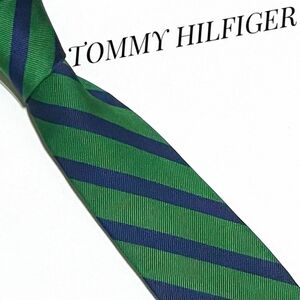 トミーヒルフィガー　ネクタイ　人気ブランド　ネイビー　グリーン　ストライプ