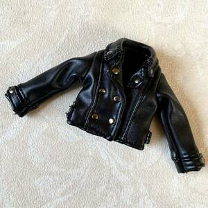 1/6 doll rider's jacket black pure knee moS Licca-chan doll Neo Blythe Obi tsu22 23 leather clothes dress miniature leather jacket 