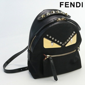 中古 フェンディ リュック レディース ブランド FENDI モンスター バックパック ナイロン 8BZ038 A3KT ブラック バッグ