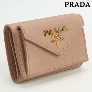 中古 プラダ 三折財布小銭入付き レディース ブランド PRADA 3つ折り財布 レザー 1MH021 2E3A F0236 ピンク