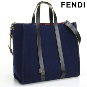 中古 フェンディ トートバッグ メンズ ブランド FENDI ウールトート ウール 7VA390 51N ブルー