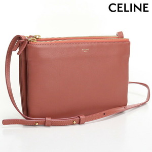 中古 セリーヌ ショルダー レディース ブランド CELINE トリオ スモール レザー ピンク