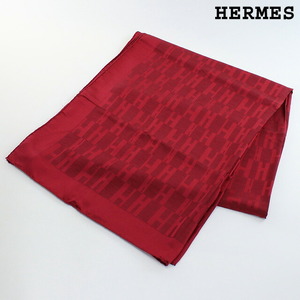 中古 エルメス スカーフ レディース ブランド HERMES ストール シルク レッド 小物