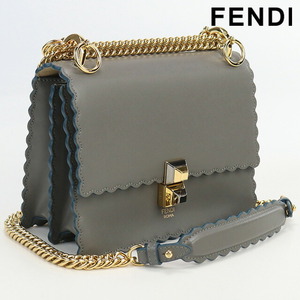 中古 フェンディ 斜め掛け ショルダーバッグ レディース ブランド FENDI ミニキャナイ レザー 8M0381 グレー バッグ