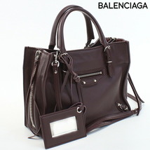 中古 バレンシアガ ハンドバッグ ユニセックス ブランド BALENCIAGA ペーパーミニ レザー 357333 パープル_画像1