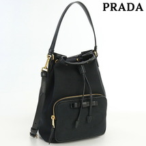 中古 プラダ ハンドバッグ レディース ブランド PRADA 2WAY巾着型ショルダー ジャガード 1BH097 UCW F0002 ブラック_画像1