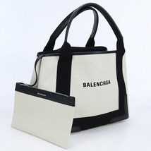 中古 バレンシアガ トートバッグ レディース ブランド BALENCIAGA ネイビー スモールカバス コットン 339933 ホワイト バッグ_画像4