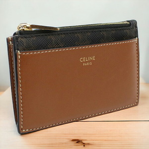  used Celine change purse . unisex brand CELINE Trio mf canvas Zip attaching card holder 10F99 2BZ9 04LU purse 