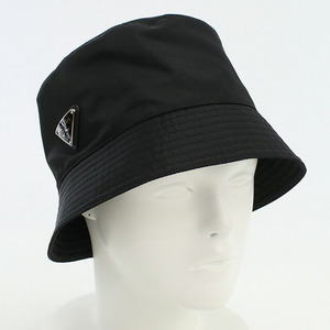 中古 プラダ バケットハット ユニセックス ブランド PRADA ナイロン 1HC137 2DMI ブラック 帽子