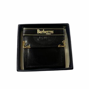 ★未使用品★1000円スタート★Burberrys バーバリーズ レザー コインケース 黒 ブラック 約)縦8cm 横7.5cm まち2cm 仕様)大ポケ1 小ポケ2