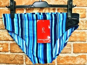 BO3-56W^// new goods! refreshing blue. stripe boomerang type men's swimsuit *XXL* most low price . postage .. packet 210 jpy 