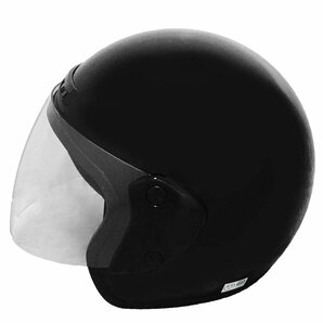 【訳あり・傷ありアウトレット】オープンフェイス ヘルメット ブラック フリーサイズ 全排気量対応 ジェット シールド付き UV加工の画像1
