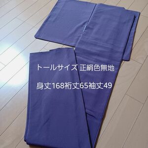 トールサイズ 紫 正絹 高級色無地 着物 身丈168裄丈65袖丈49 